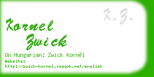 kornel zwick business card